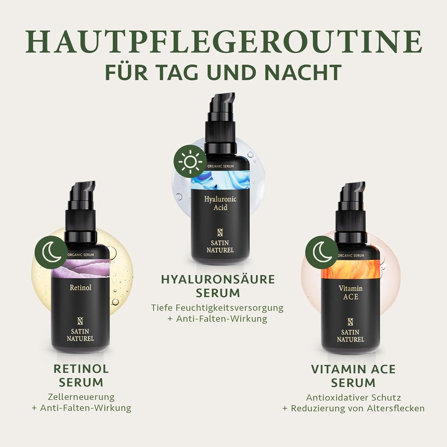 Bio Seren Booster Geschenkset mit Retinol, Hyaluron & Vitamin C Serum 3x30ml