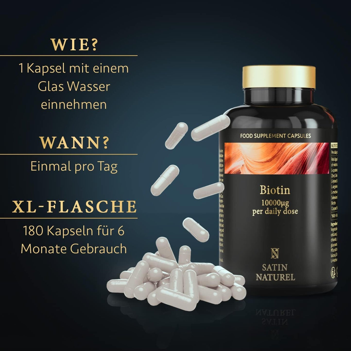 Biotin Kapseln | Haar Vitamine 180 Kapseln mit Biotin, Selen, Zink, Kalzium