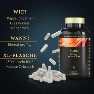 Biotin Kapseln | Haar Vitamine 180 Kapseln mit Biotin, Selen, Zink, Kalzium