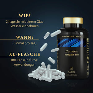 Kollagen Komplex mit Hyaluronsäure, Vitamin C & Spirulina - 180 Kapseln