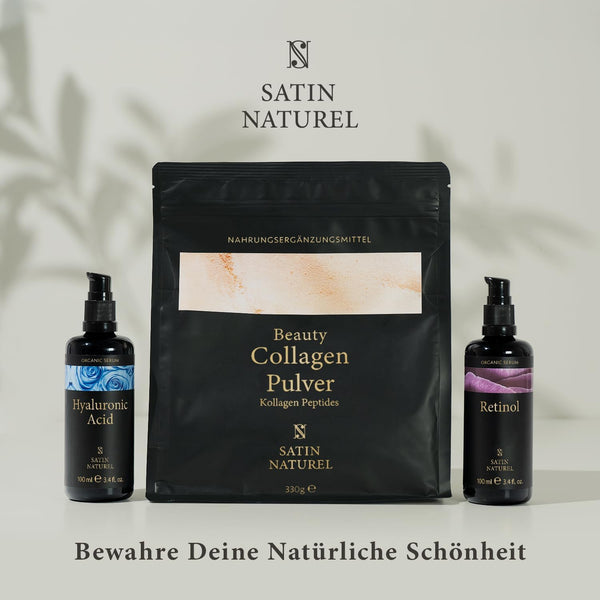 Kollagen Pulver Hochdosiert 330g – Hydrolysiertes Rinderkollagen Typ 1&3 mit Hyaluron & Vitamin C