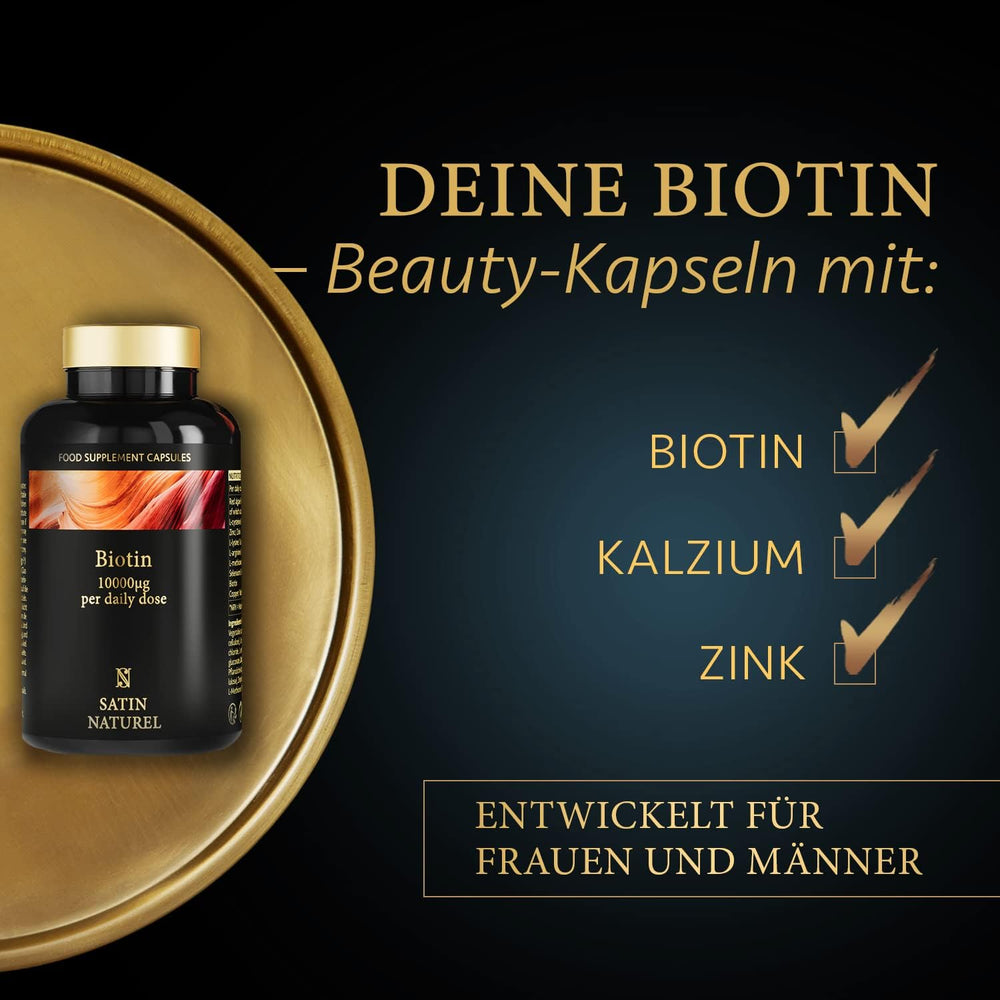 Biotin Kapseln | Haar Vitamine 180 Kapseln mit Biotin, Selen, Zink, Kalzium