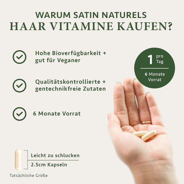 Haar Vitamine - 180 Kapseln hochdosiert mit Biotin Zink Selen