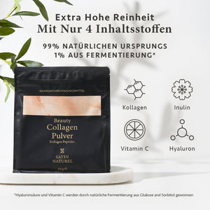 Kollagen Pulver Hochdosiert 330g – Hydrolysiertes Rinderkollagen Typ 1&3 mit Hyaluron & Vitamin C