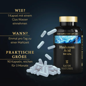 Hyaluronsäure Komplex Kapseln mit Vitamin C, Spirulina & Biotin - 90 Kapseln