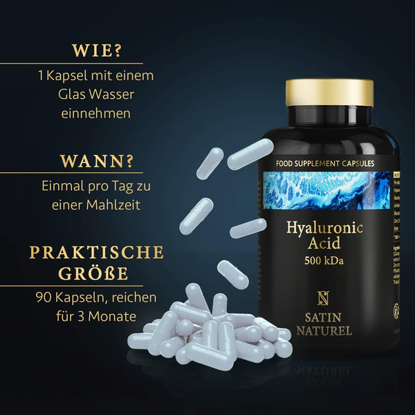 Hyaluronsäure Komplex Kapseln mit Vitamin C, Spirulina & Biotin - 90 Kapseln