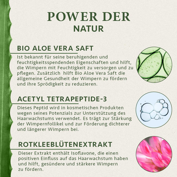 Bio Wimpernserum Aloe Vera & Rotklee – Für Wimpernwachstum & gepflegte Wimpern
