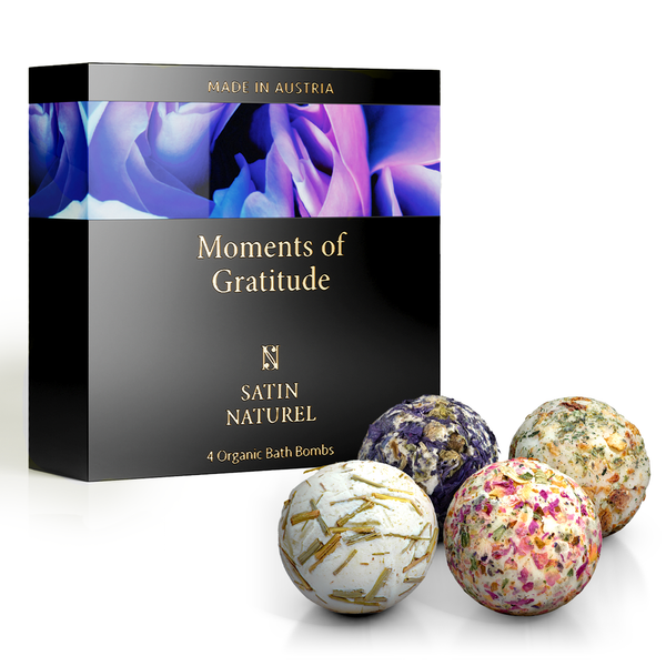 Bio Badepralinen "Moments of Gratitude" - 4 Luxuriöse BIO Badebomben Vegan