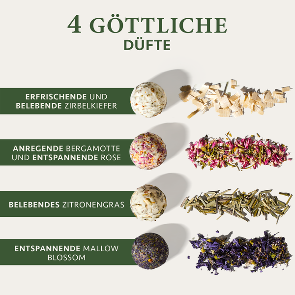 Bio Badepralinen "Moments of Gratitude" - 4 Luxuriöse BIO Badebomben Vegan