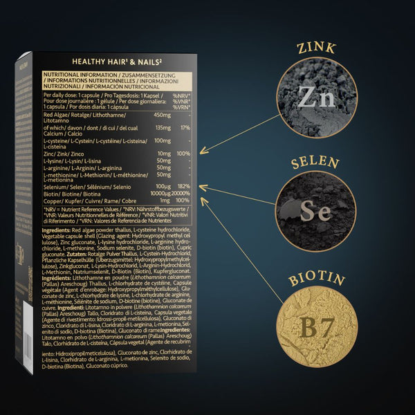 Biotin Kapseln | Haar Vitamine 180 Kapseln mit Biotin, Selen, Zink, Kalzium